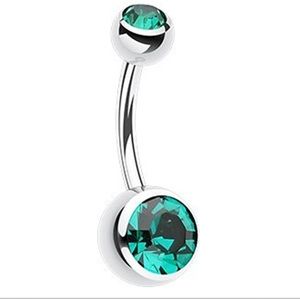 Emerald Green Surgical Steel Belly Button Ring